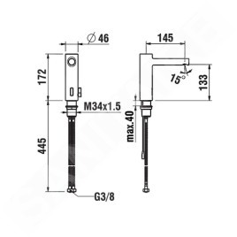 Laufen Twintronic - Mitigeur de lavabo électronique, avec mélangeur, alimentation par batterie, inox brossé HF707003423060