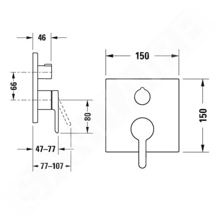 Duravit C.1 - Mitigeur de douche encastré, pour 2 sorties, noir mat C14210011046
