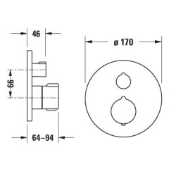 Duravit C.1 - Mitigeur thermostatique de douche encastré, pour 2 appareils, chrome C14200014010