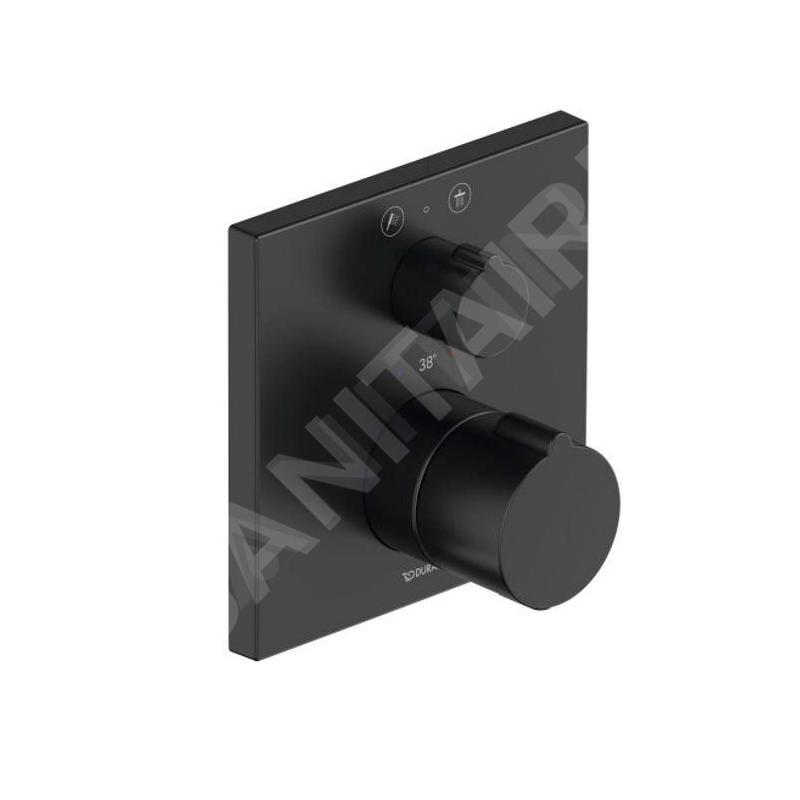 Duravit C.1 - Mitigeur thermostatique de douche encastré, pour 2 sorties, noir mat C14200013046