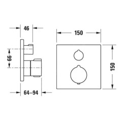 Duravit C.1 - Mitigeur thermostatique de douche encastré, pour 2 sorties, noir mat C14200013046