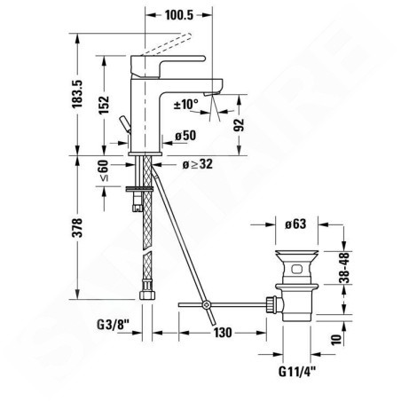 Duravit B.2 - Mitigeur de lavabo avec vidage, chrome B21010001010