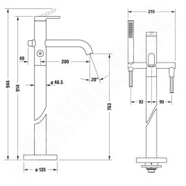 Duravit C.1 - Mitigeur de baignoire au sol, avec accessoires, chrome C15250000010
