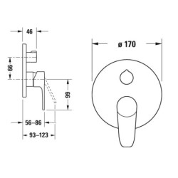 Duravit B.1 - Mitigeur de baignoire encastré, pour 2 sorties, chrome B15210012010