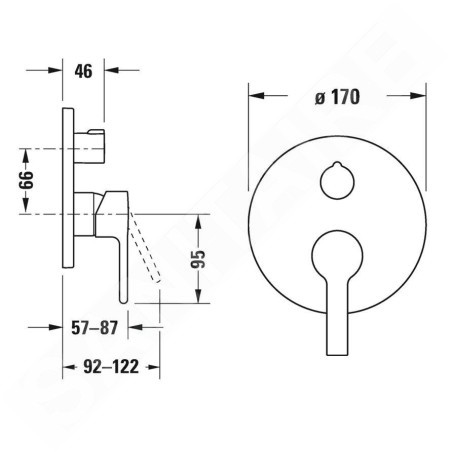 Duravit B.2 - Mitigeur de baignoire encastré, pour 2 sorties, chrome B25210012010