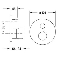 Duravit C.1 - Mitigeur thermostatique de baignoire encastré, pour 2 sorties, chrome C15200014010