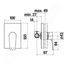 Jika Cubito-N - Mitigeur de douche encastrable, chrome H3311X60040001