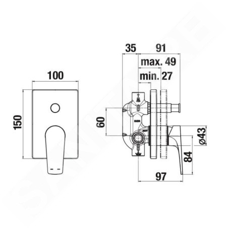 Jika Cubito-N - Mitigeur de douche encastrable, chrome H3211X60040001