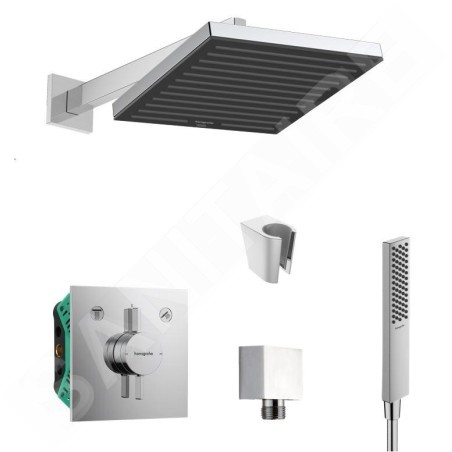 SANITINO - Set de douche avec mitigeur et corps encastré hansgrohe, accessoires kielle, chrome SANI21HHK001