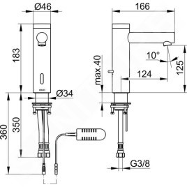 Keuco IXMO - Mitigeur de lavabo électronique avec contrôle de la température, alimentation réseau, noir mat 59512371100