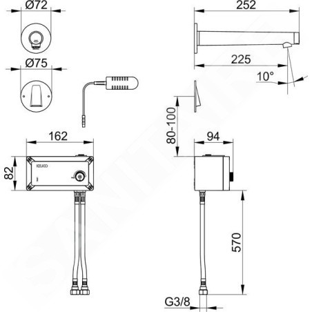 Keuco IXMO - Mitigeur de lavabo électronique encastré, alimentation réseau, chrome 59517011101