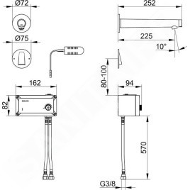 Keuco IXMO - Mitigeur de lavabo électronique encastré, alimentation réseau, noir mat 59517371101