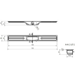 I-Drain Linear 54 - Caniveau de douche en inox, longueur 700 mm, avec étanchéité ID4M07001X1