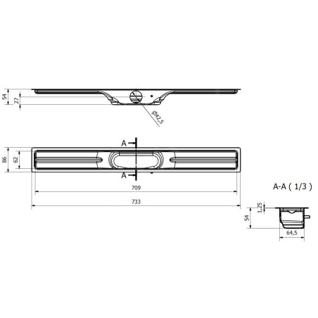 I-Drain Linear 54 - Caniveau de douche en inox, longueur 700 mm, avec étanchéité ID4M07001X1