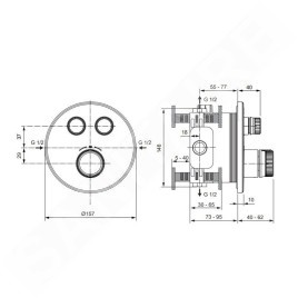 Ideal Standard CeraTherm Navigo - Mitigeur de douche thermostatique encastré pour 2 sorties, Brushed Gold A7296A2