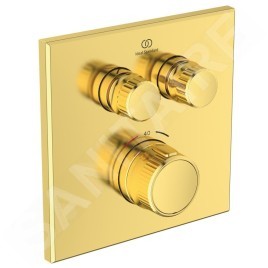 Ideal Standard CeraTherm Navigo - Mitigeur de douche thermostatique encastré pour 2 sorties, Brushed Gold A7302A2