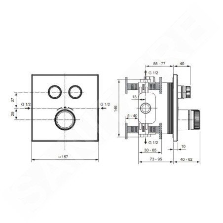 Ideal Standard CeraTherm Navigo - Mitigeur de douche thermostatique encastré pour 2 sorties, Magnetic Grey A7302A5