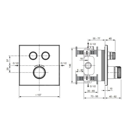 Ideal Standard CeraTherm Navigo - Mitigeur de douche thermostatique encastré pour 2 sorties, Silver Storm A7302GN