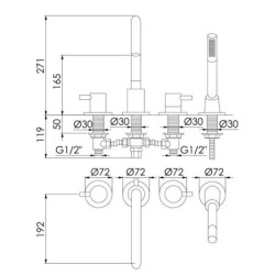 Steinberg 100 - Mitigeur sur le bord de baignoire, installation 4 trous, or rose 100 2400 RG