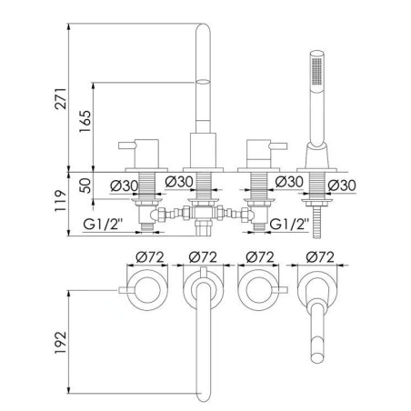 Steinberg 100 - Mitigeur sur le bord de baignoire, installation 4 trous, or rose 100 2400 RG