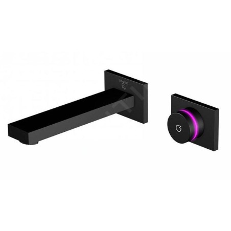 Steinberg iFlow - Mitigeur de lavabo électronique encastré avec thermostat, installation 2 trous, noir mat 390 1816 S