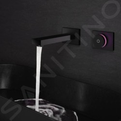Steinberg iFlow - Mitigeur de lavabo électronique encastré avec thermostat, installation 2 trous, noir mat 390 1816 S