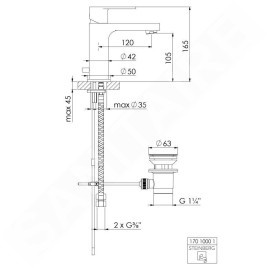 Steinberg 170 - Mitigeur de lavabo avec vidage, chrome 170 1000 1