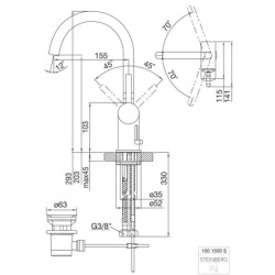 Steinberg 100 - Mitigeur de lavabo avec vidage, noir mat 100 1500 S