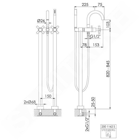 Steinberg 250 - Mitigeur de baignoire au sol, or rose 250 1162 RG
