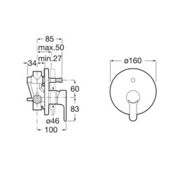 Roca L20 - Mitigeur encastré, pour 2 appareils, avec corps, chrome A5A0A09C00