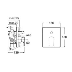 Roca L90 - Mitigeur encastré, pour 2 appareils, chrome A5A0B01C00