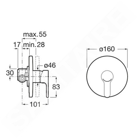 Roca L20 - Mitigeur de douche encastré, avec corps, chrome A5A2A09C00