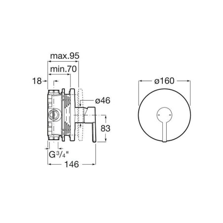 Roca Naia - Mitigeur de douche encastré, chrome A5A2B96C00