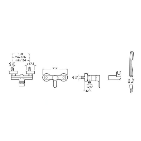 Roca L20 - Ensemble de douche avec mitigeur, 1 jet, chrome A5A2009C02