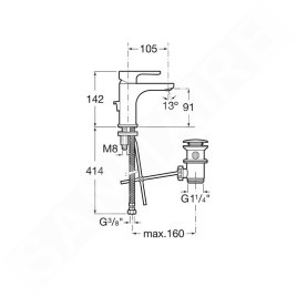 Roca L20 - Mitigeur de lavabo avec vidage, Cold Start, chrome A5A3I09C00