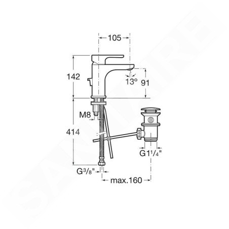 Roca L20 - Mitigeur de lavabo avec vidage, Cold Start, chrome A5A3I09C00