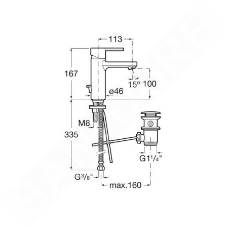 Roca Naia - Mitigeur de lavabo avec vidage, Cold Start, chrome A5A3096C00