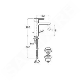 Roca Naia - Mitigeur de lavabo avec vidage Clic-Clack, Cold Start, chrome A5A3996C00