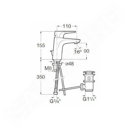 Roca Atlas - Mitigeur de lavabo avec vidage, chrome A5A3090C00
