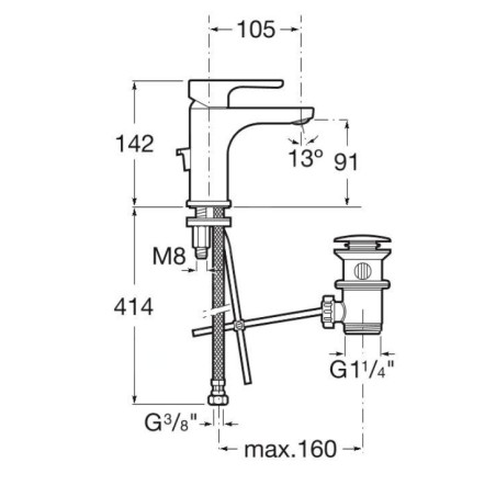 Roca L20 - Mitigeur de lavabo avec vidage, chrome A5A3A09C00