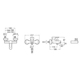 Roca L20 - Mitigeur de baignoire avec accessoires, chrome A5A0109C02