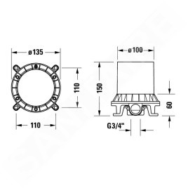 Duravit Accessoires - Corps d'encastrement encastré pour mitigeurs de sol GK5900007000
