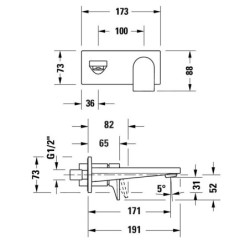 Duravit Tulum - Mitigeur de lavabo encastré, chrome TU1070004010