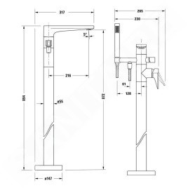 Duravit Tulum - Mitigeur de baignoire au sol, chrome TU5250000010