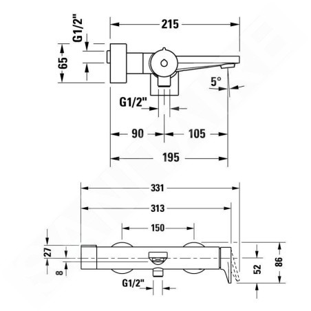 Duravit Tulum - Robinet de baignoire, noir mat TU5230000046
