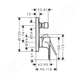 Hansgrohe Rebris S - Mitigeur de baignoire encastré, chrome 72467000