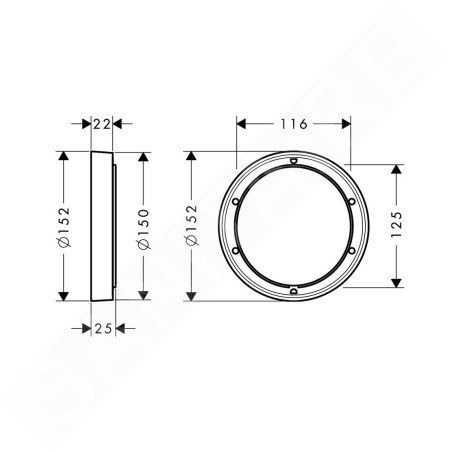 Hansgrohe Accessoires - Rosace de rallongement diamètre 150 mm, noir mat 13597670