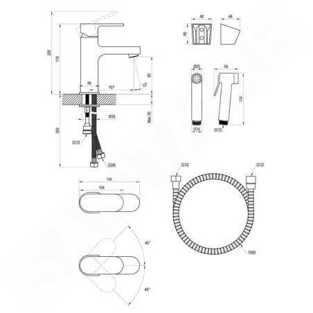 Ravak Chrome - Mitigeur de lavabo avec douchette de bidet, chrome X070167