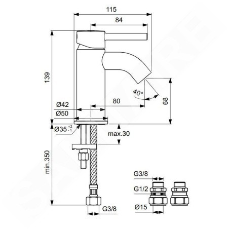 Ideal Standard CeraLine - Mitigeur de lavabo, noir satiné BC185XG