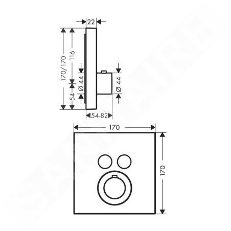 Axor ShowerSelect - Thermostat encastré pour 2 appareils, chrome noir brossé 36715340